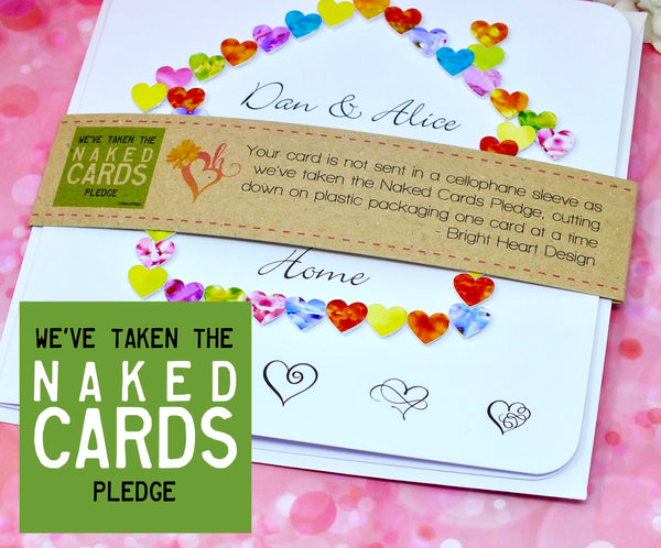 New Home Card - Hearts, Personalised + Band