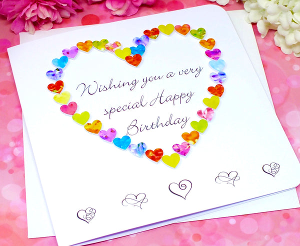 Birthday Card - 'Wishing you a very special Happy Birthday' - Hearts Alternate