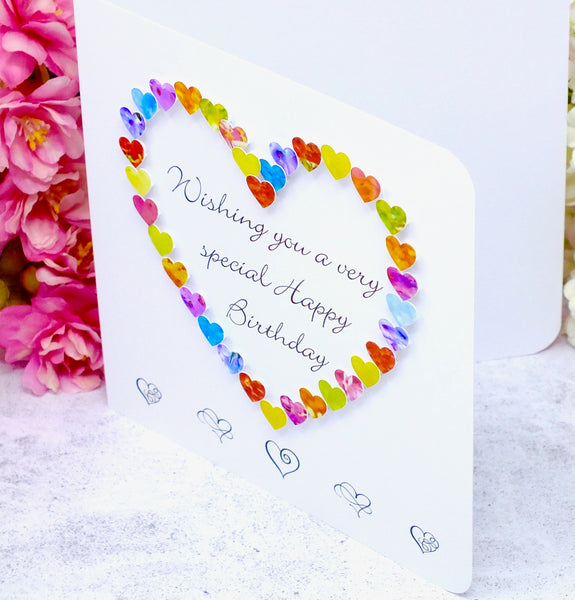 Birthday Card - 'Wishing you a very special Happy Birthday' - Hearts Side
