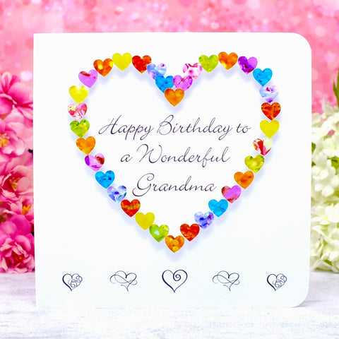 Wonderful Grandma Birthday Card - Hearts Main