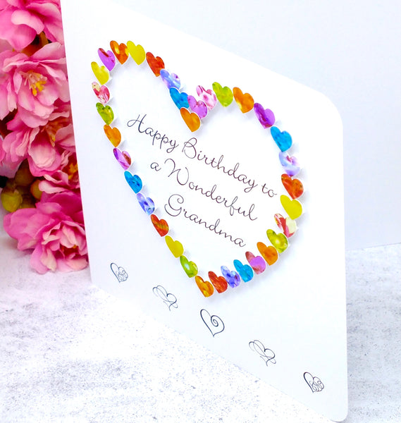 Wonderful Grandma Birthday Card - Hearts Side