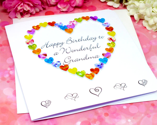 Wonderful Grandma Birthday Card - Hearts Alternate
