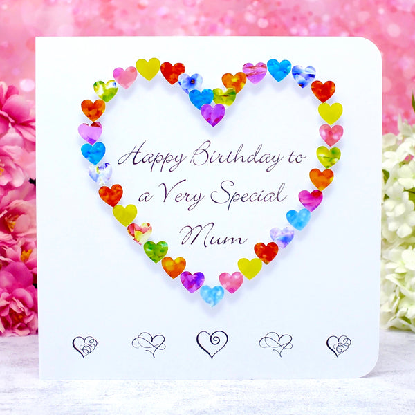 Birthday Card for a Very Special Mum - Hearts Main