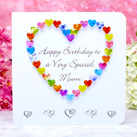 Birthday Card for a Very Special Mum - Hearts Main