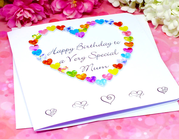 Birthday Card for a Very Special Mum - Hearts Alternate