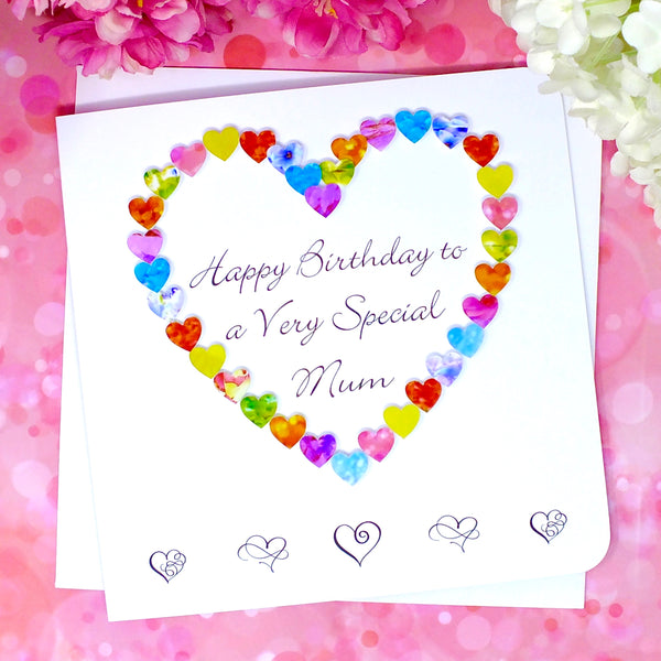 Birthday Card for a Very Special Mum - Hearts Front