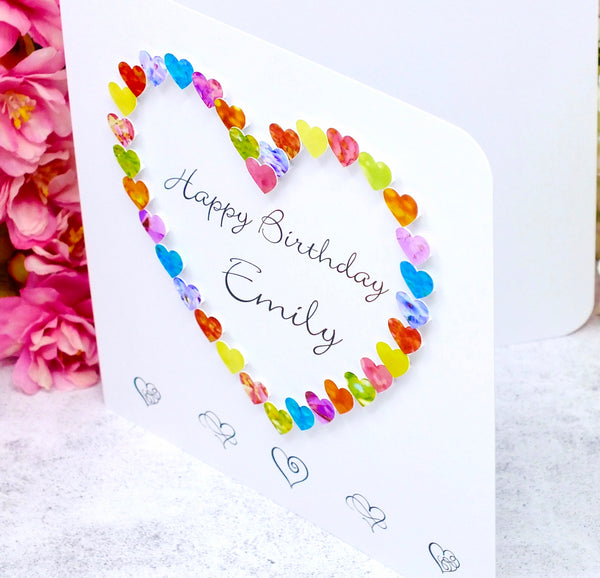 Personalised Birthday Card - Hearts Front