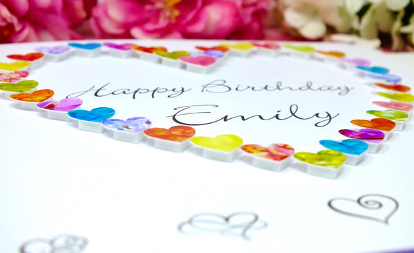 Personalised Birthday Card - Hearts Close Up
