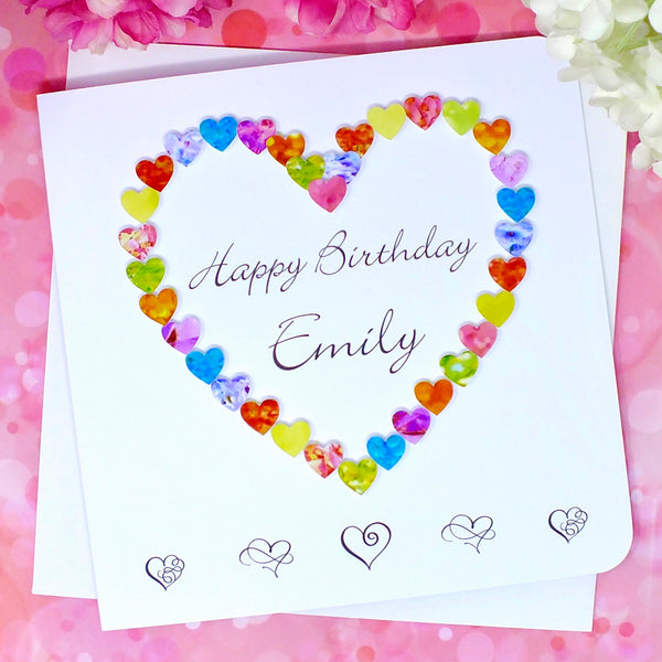 Personalised Birthday Card - Hearts Front C