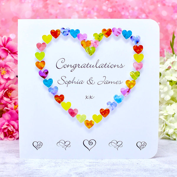 Congratulations Card - Hearts, Personalised Main