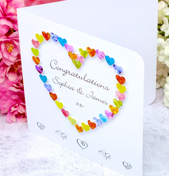 Congratulations Card - Hearts, Personalised Side