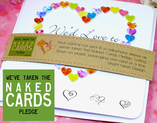 Wedding Acceptance Card, RSVP We'd Love to Come - Hearts + Band