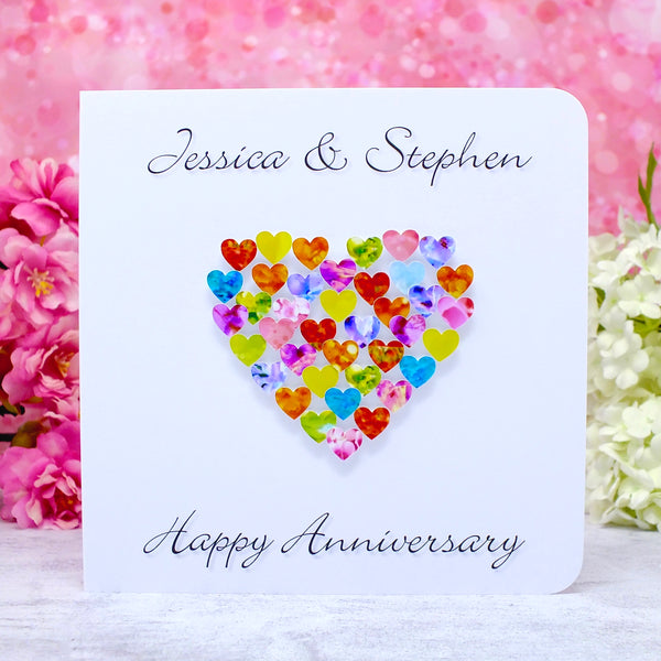 Happy Wedding Anniversary Card - Hearts, Personalised main