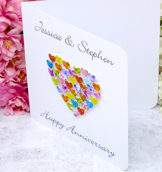 Happy Wedding Anniversary Card - Hearts, Personalised side