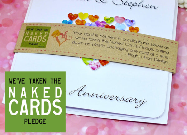 Happy Wedding Anniversary Card - Hearts, Personalised + Band