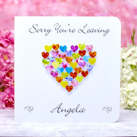 Sorry You're Leaving Card - Hearts, Personalised Main