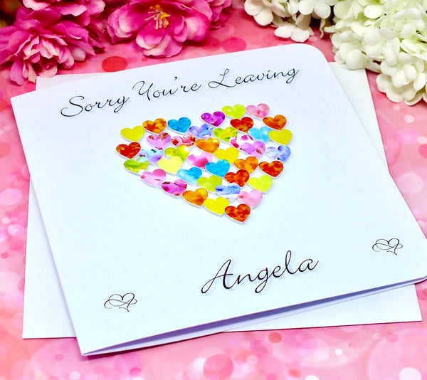 Sorry You're Leaving Card - Hearts, Personalised Alternate