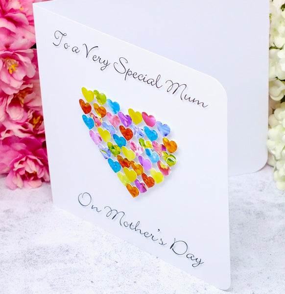 Special Mum on Mother's Day Card - Hearts Side