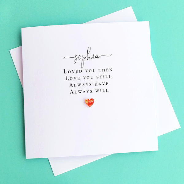 I Love You, Anniversary / Valentines Card - Hearts, Personalised