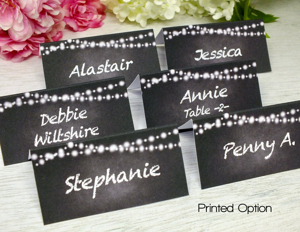 Chalk Board Place Cards & Fairy Lights - Pack of 12