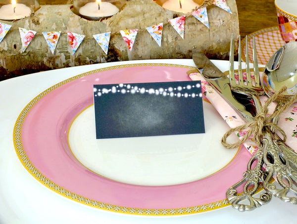 Chalk Board Place Cards & Fairy Lights - Pack of 12
