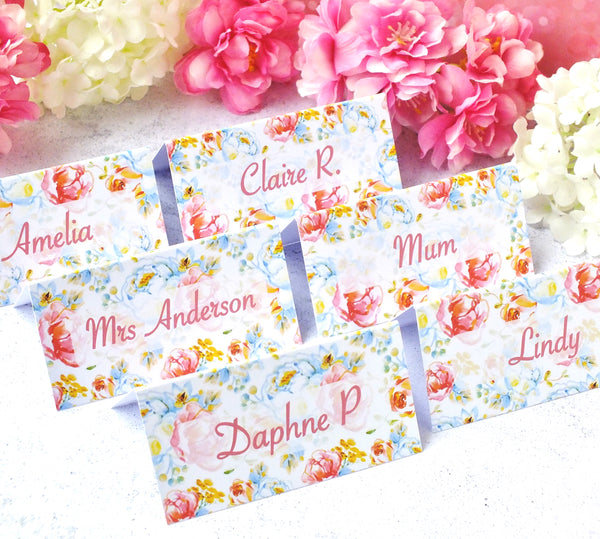 Floral Place Cards for Wedding / Dinner Party - Pack of 12