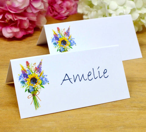 Wild Flower Place Cards for Wedding / Party - Pack of 12