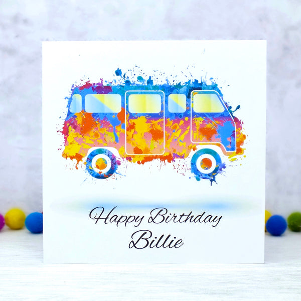 Personalised Birthday Card - Colourful Campervan