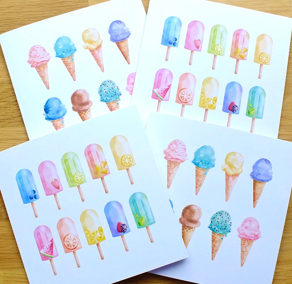 Pack of 4 Blank 'Summer' Greeting Cards All
