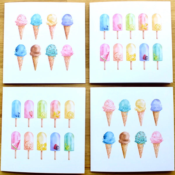 Pack of 4 Blank 'Summer' Greeting Cards All B