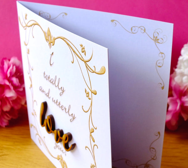 I Totally and Utterly Love You Card - Rustic Sparkle Side