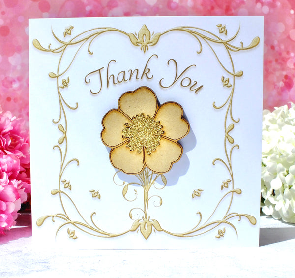 Thank You Card with Wooden Daisy Flower
