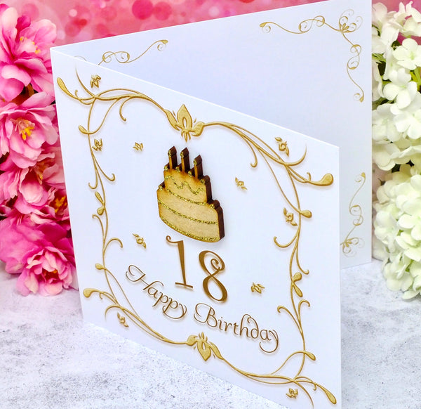18th Birthday Card With Cake - Side View