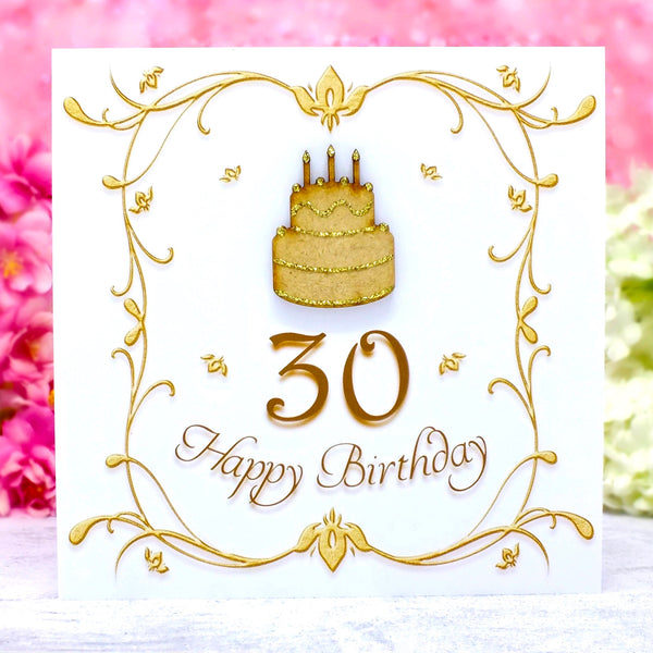 30th Birthday Card - Wooden Birthday Cake Main
