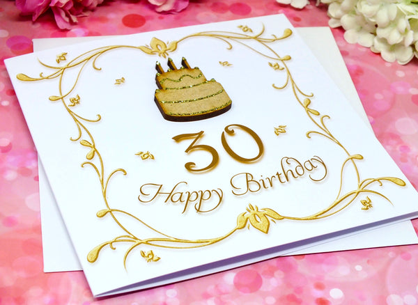 30th Birthday Card - Wooden Birthday Cake Alternate View