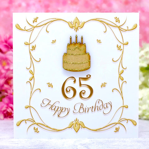 65th Birthday Card - Wooden Birthday Cake Main