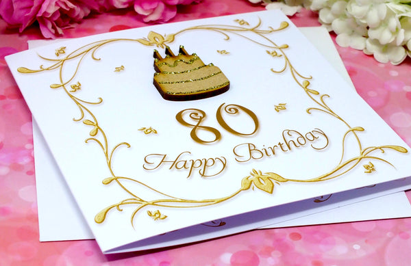 80th Birthday Card - Wooden Birthday Cake  Alternate View