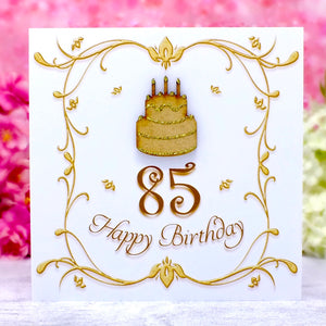 85th Birthday Card - Wooden Birthday Cake Main