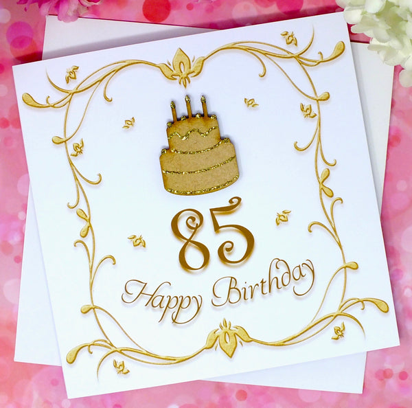 85th Birthday Card - Wooden Birthday Cake Front