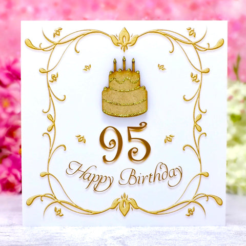 95th Birthday Card - Wooden Birthday Cake Main