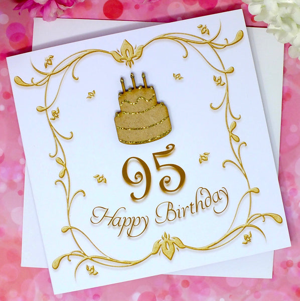 95th Birthday Card - Wooden Birthday Cake Front