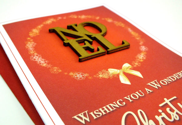 "Noel" - Wishing you a Wonderful Christmas Card - Single or Packs of 6 or 12