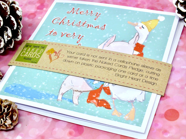 Special Friend or Friends Christmas Card - Cute Duck &amp; Pig + Band