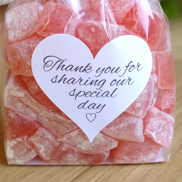 Thank You for Sharing our Special Day Stickers x 72 - White &amp; Grey Love Heart Main