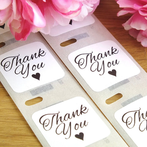 Thank You Stickers - Set of 100 White Square Main