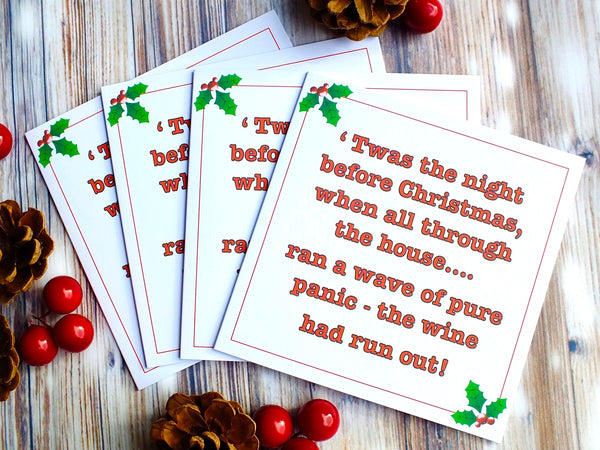 Funny Christmas Cards - Pack of 4 - 'Twas the Night Before Christmas Pack