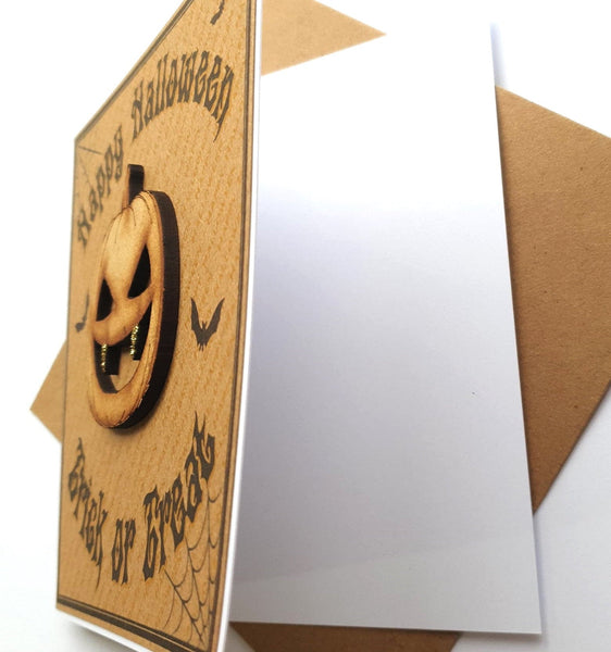Luxury Halloween Card - Wooden Pumpkin Side