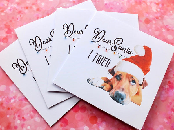 Funny Dog Christmas Cards - Pack of 4 - 'I Tried' Pack