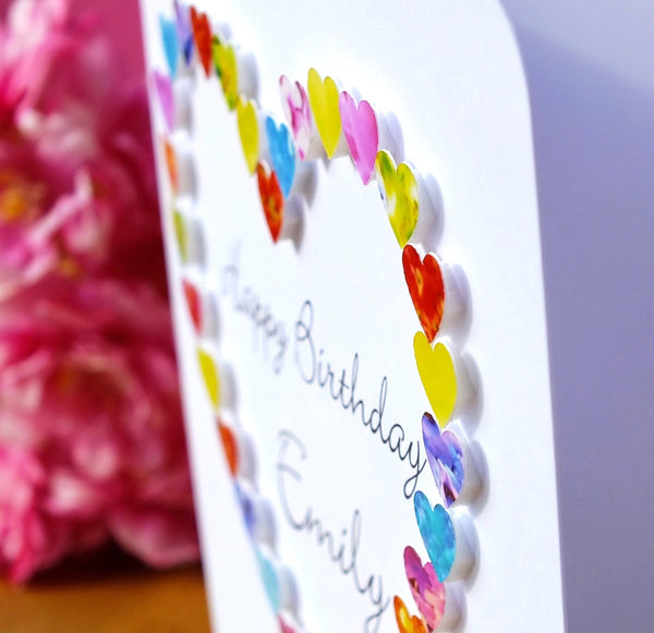 Personalised Birthday Card - Hearts Side