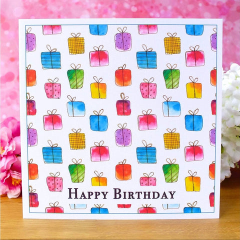 Pack of 4 'Gift Box' Birthday Cards Main